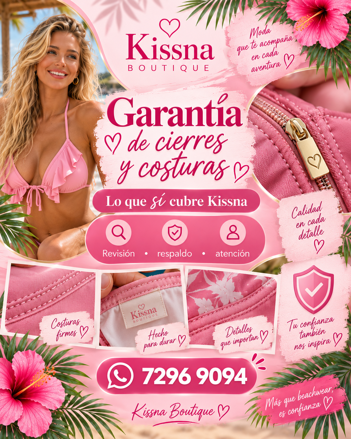Qué cubre la garantía de cierres y costuras de Kissna