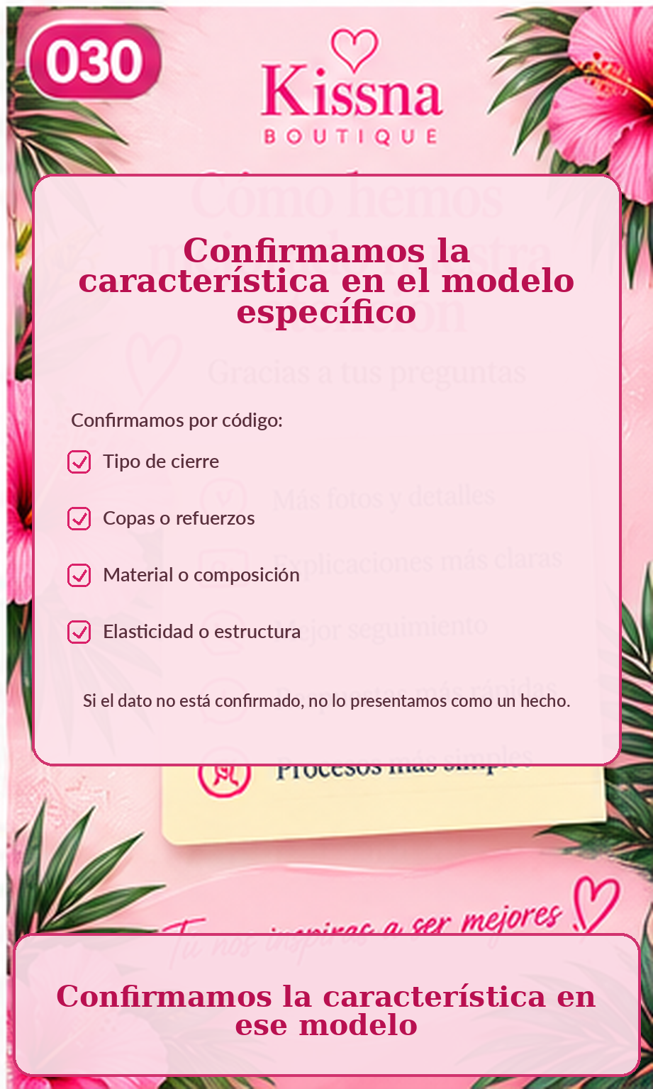 Por qué preferimos confirmar una característica en el modelo específico